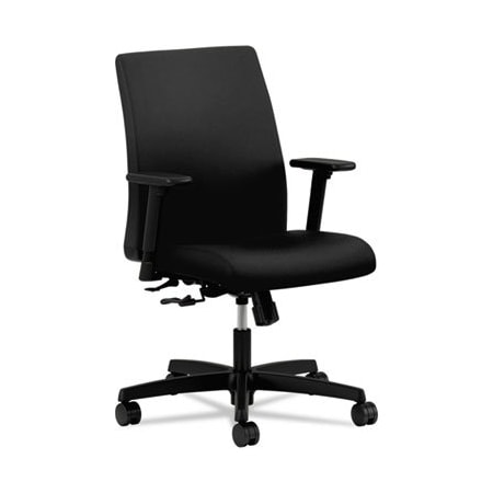 Hon IGNITION SERIES FABRIC LOW-BACK TASK CHAIR, SUPPORTS UP TO 300 LBS., BLACK SEAT/BACK, BLACK BASE IT105CU10